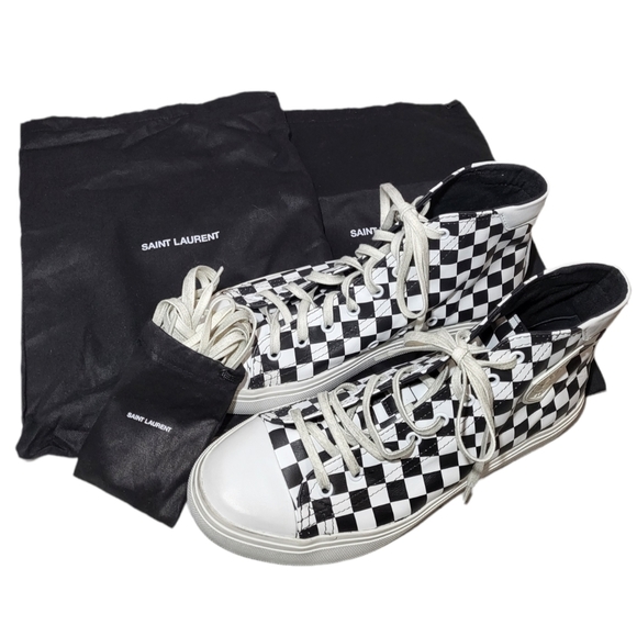 Saint Laurent Sneakers Women's Checkerboard Hightop Leather - Picture 3 of 12